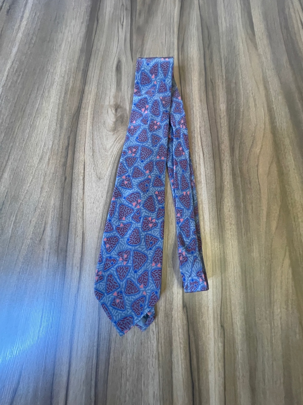 Yves Saint Laurent Blue and Pink Patterned Silk Tie